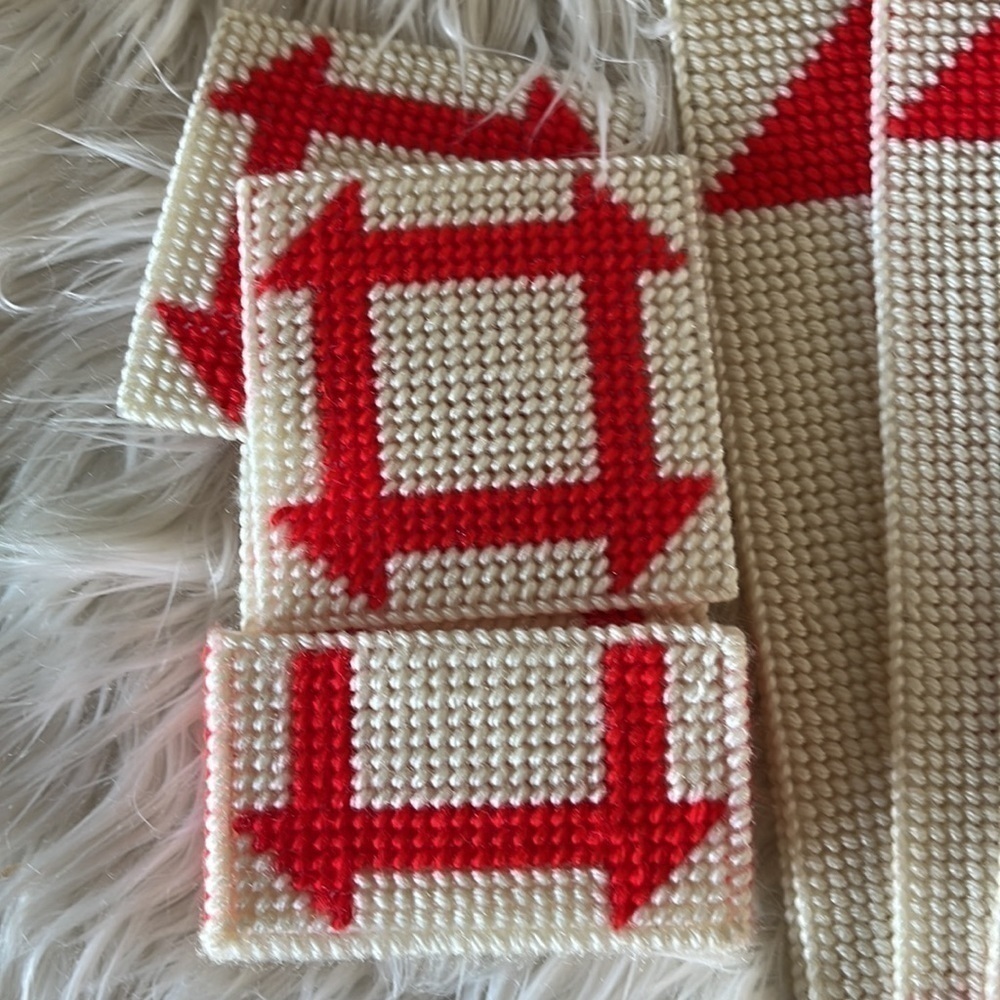 Set of 6 handmade plastic canvas placements and coasters. 6 of each. Nev… - Picture 2 of 4